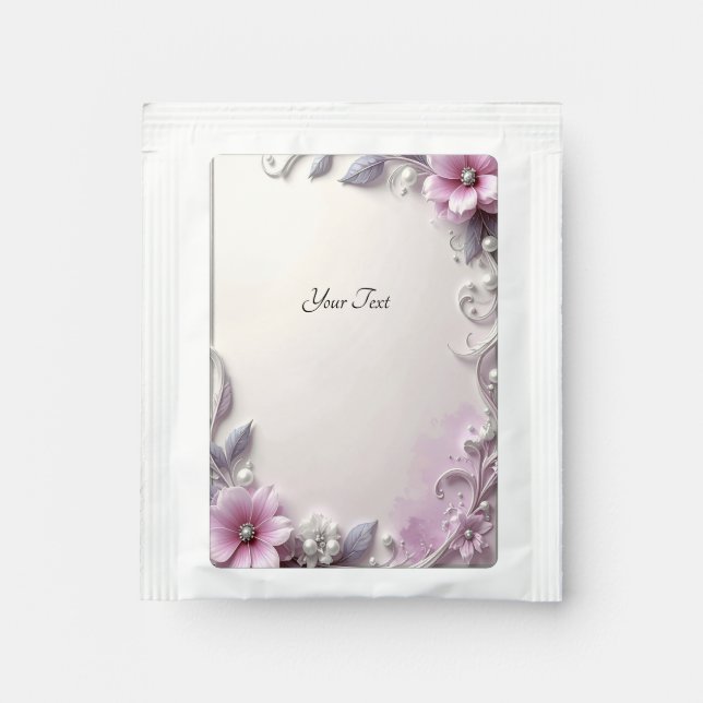 Pink Floral Frame Tea Bag Drink Mix (Front)