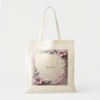 Pink Floral Frame Tote Bag