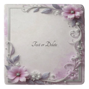 Pink Floral Frame Trivet