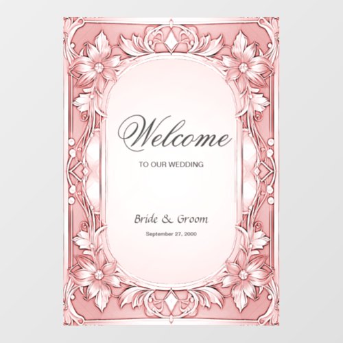 Pink Floral Frame Wall Decal