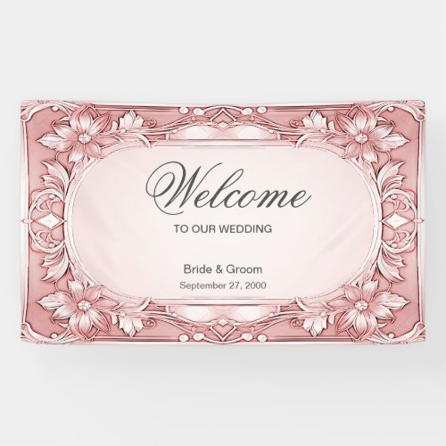 Pink Floral Frame Welcome Banner