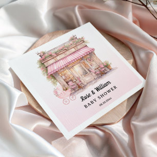 Pink Floral French Café Baby Girl Napkins