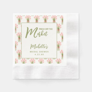 Pink Floral Fresh Off The Market Bridal Shower Napkins