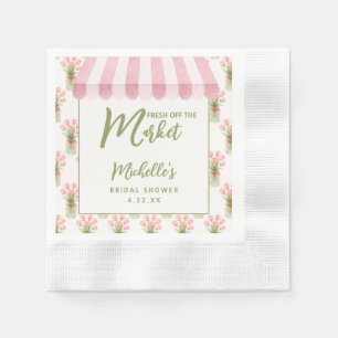 Pink Floral Fresh Off The Market Bridal Shower Napkins