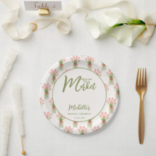 Pink Floral Fresh Off The Market Bridal Shower  Paper Plates