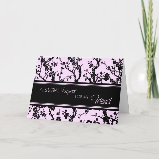Pink Floral Friend Maid of Honor Invitation Card (Front)