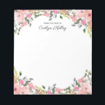 Pink Floral From the Desk of, Personalized Notepad<br><div class="desc">This beautiful notepad features watercolor flowers in shades of pink and your personalization.  Use the template form to add your text.</div>