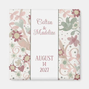 Pink Floral Fun Personalized Inspirivity Wedding  Magnet