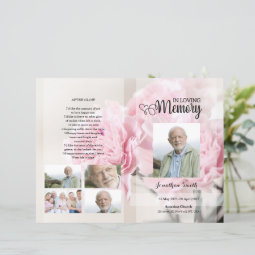 pink Floral Funeral Program template | Zazzle