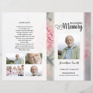 pink floral Funeral Program template