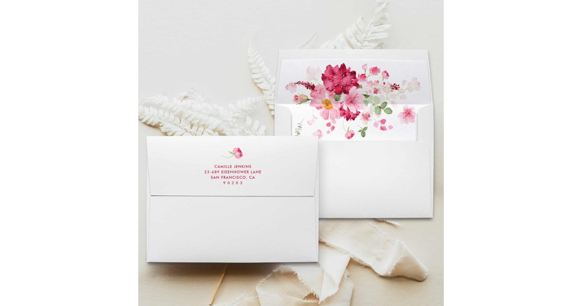 Pink Floral Garden Bridal Shower Envelope | Zazzle