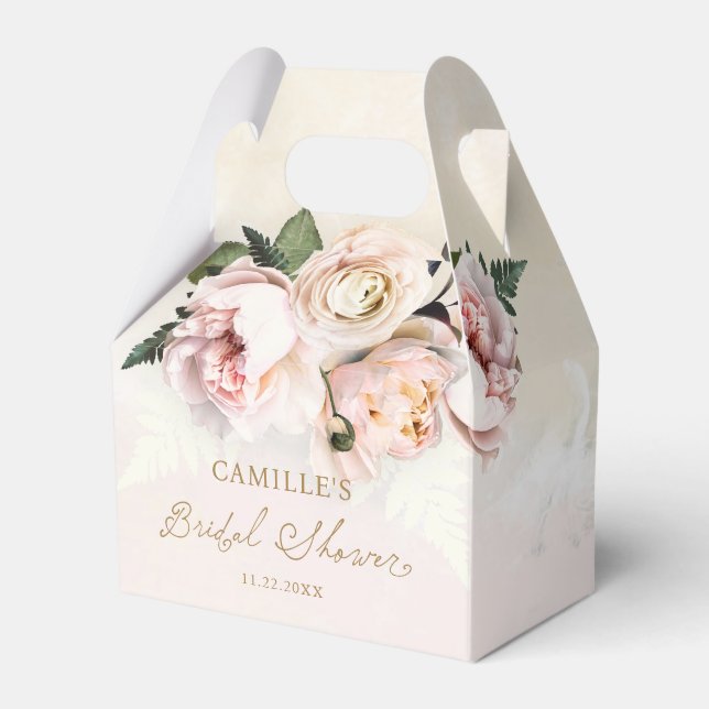 Pink Floral Garden Bridal Shower Favor Boxes (Front Side)