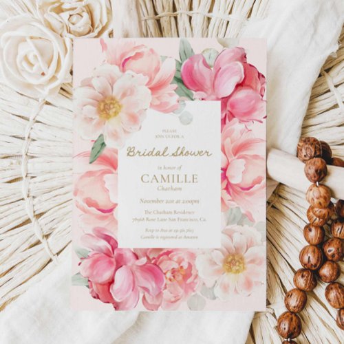 Pink Floral Garden Bridal Shower Invitation