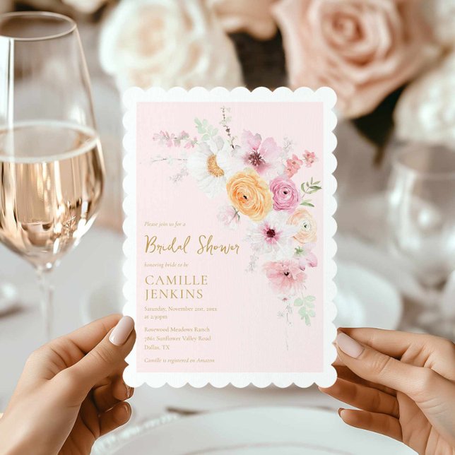 Pink Floral Garden Bridal Shower Invitation (Pink Floral Garden Bridal Shower Invite)