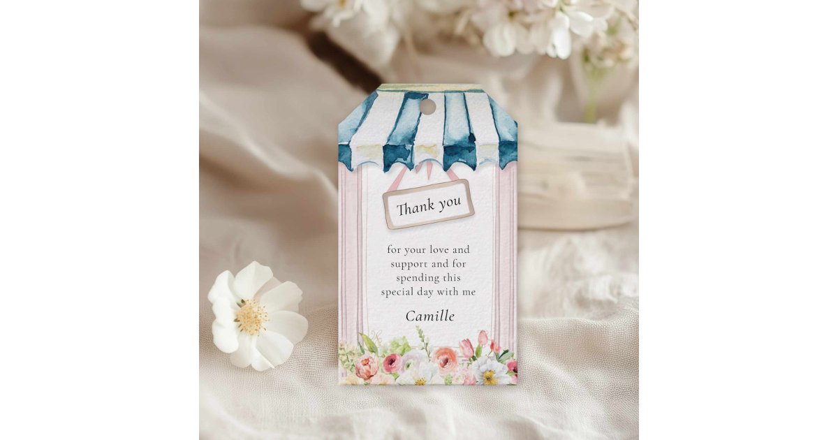 Pink Floral Garden Bridal Shower Thank you Favor Gift Tags | Zazzle