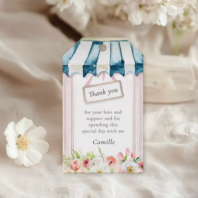 Pink Floral Garden Bridal Shower Thank you Favor Gift Tags | Zazzle
