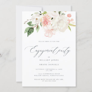 Pink Floral Garden Engagement Celebration Party Invitation