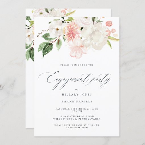 Pink Floral Garden Engagement Celebration Party Invitation | Zazzle