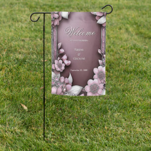 Pink Floral Garden Flag