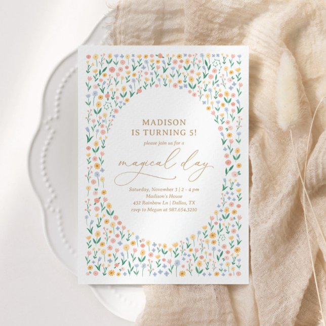 Pink Floral Garden Girl Birthday Party Invitation (Creator Uploaded)