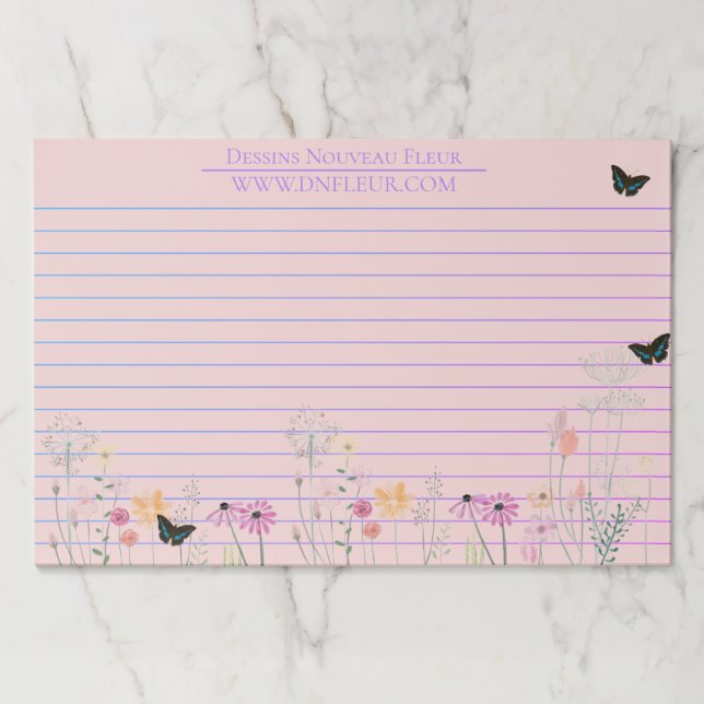 Pink Floral Garden Large Tearaway Paper Pad (Front)