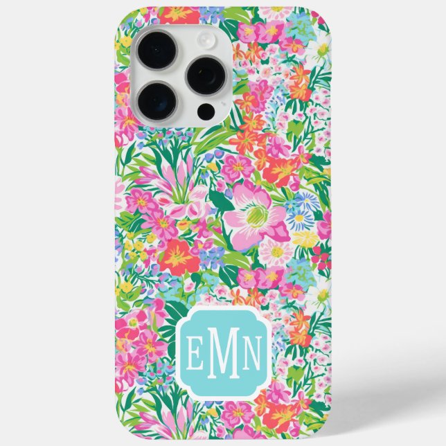 Pink Floral Garden Monogrammed Case-Mate iPhone Case (Back)