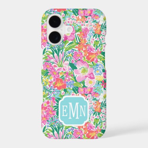 Pink Floral Garden Monogrammed iPhone 17 Case