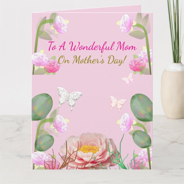 Pink Floral Garden Mother's Day Card (Front)