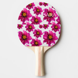 Pink Floral Garden Personalized Name All-Over Prin Ping Pong Paddle