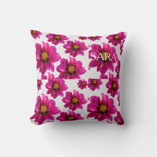 Pink Floral Garden Personalized Name All-Over Prin Throw Pillow