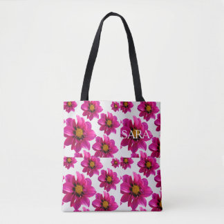 Pink Floral Garden Personalized Name All-Over Prin Tote Bag