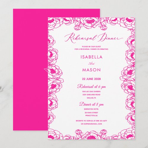PINK FLORAL GARDEN REHEARSAL WEDDING INVITE