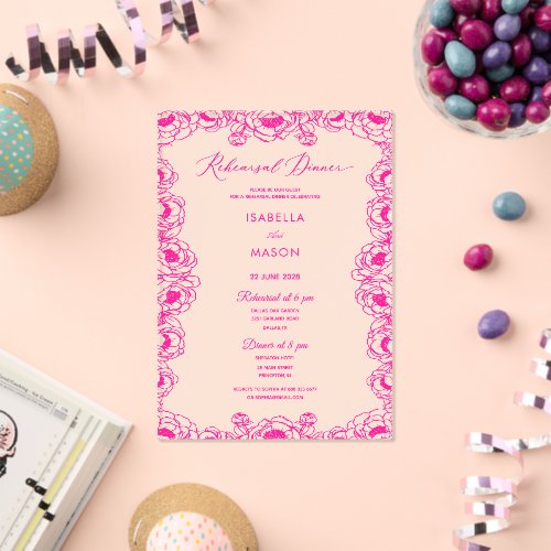 PINK FLORAL GARDEN REHEARSAL WEDDING INVITE ACRYLIC INVITATIONS
