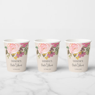 Pink Floral Garden Spring Bridal Shower Paper Cups