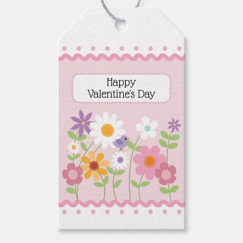 Pink Floral Garden Valentines Day Gift Tags
