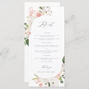 Pink Floral Garden Wedding Menu