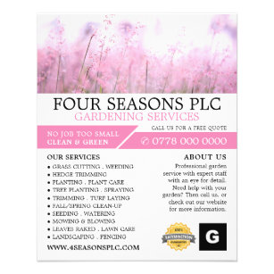 Pink Floral, Gardening Service, Horticulturist Flyer