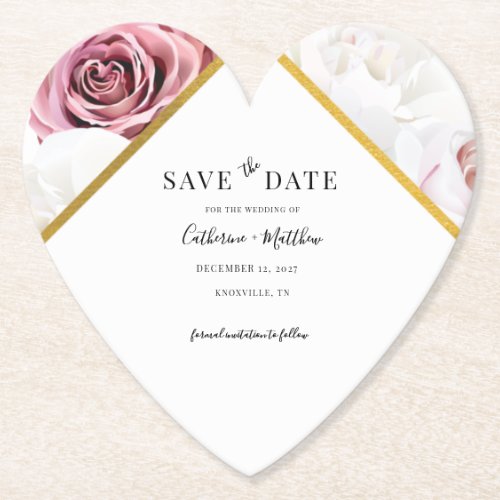 Pink Floral Geometric Bloom Save The Date Paper Coaster