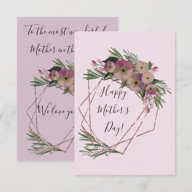 Pink Floral Geometric Mother's Day Card (Front/Back)