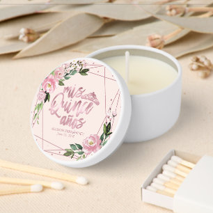 Pink Floral Geometric Quinceañera Mini Candle Favors