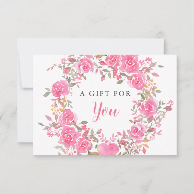 Pink Floral Gift Certificate Card (Front)
