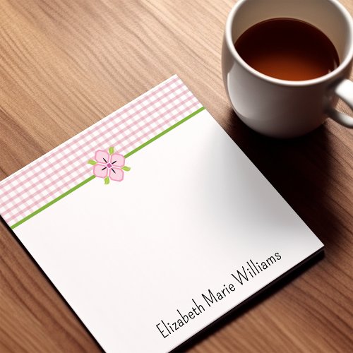 Pink Floral Gingham Pattern Personalized Post_it Notes