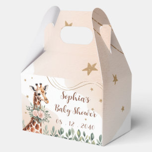 Pink Floral Giraffe Safari Baby Shower Favor Box