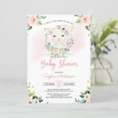 Pink Floral Girl A Little Lamb Baby Shower Invitation (Standing Front)