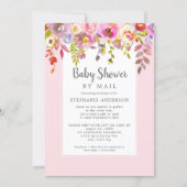 Pink Floral Girl Baby Shower by mail Invitation (Front)