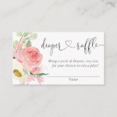 Pink floral girl baby shower diaper raffle cards (Front)