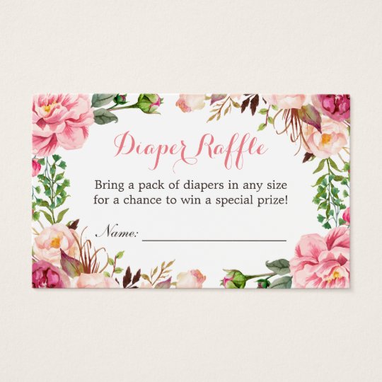 Pink Floral Girl Baby Shower Diaper Raffle Ticket | Zazzle.com