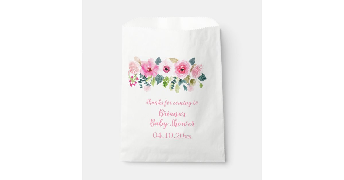Pink Floral Girl Baby Shower Favor Bag Zazzle
