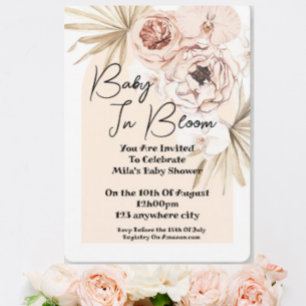 Pink floral girl baby shower invitation 