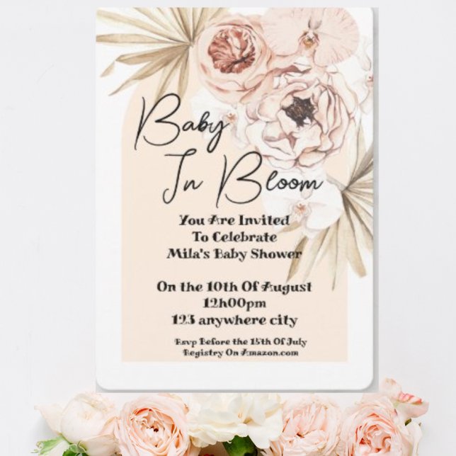Pink floral girl baby shower invitation  (Creator Uploaded)